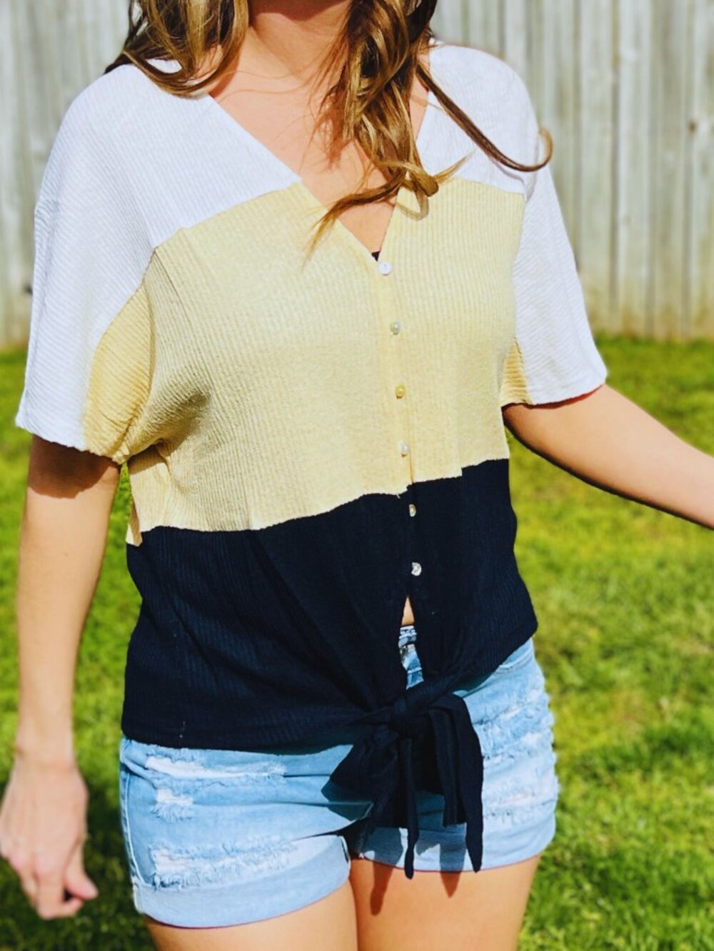 Yellow Color Block Top - Picture 2 of 8